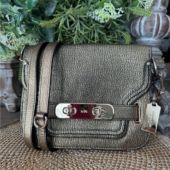 Coach Handbags - 🌟Coach Metallic Gold Crossbody or Shoulder Bag with Unique Gold Buckle Closure🌟